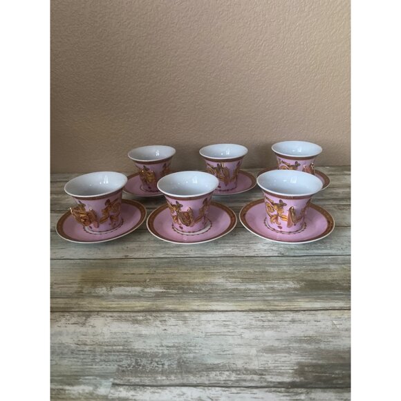 Rutherford Le Jardin De Italy Design Espresso Cup & Saucer Set Pink Gold inBox - Picture 11 of 16